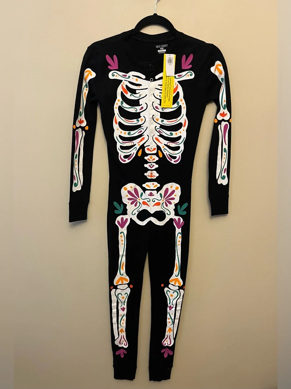 NWT Old Navy Unisex Dia De Los Muertos One Piece Skeleton Pajamas Size XL 12